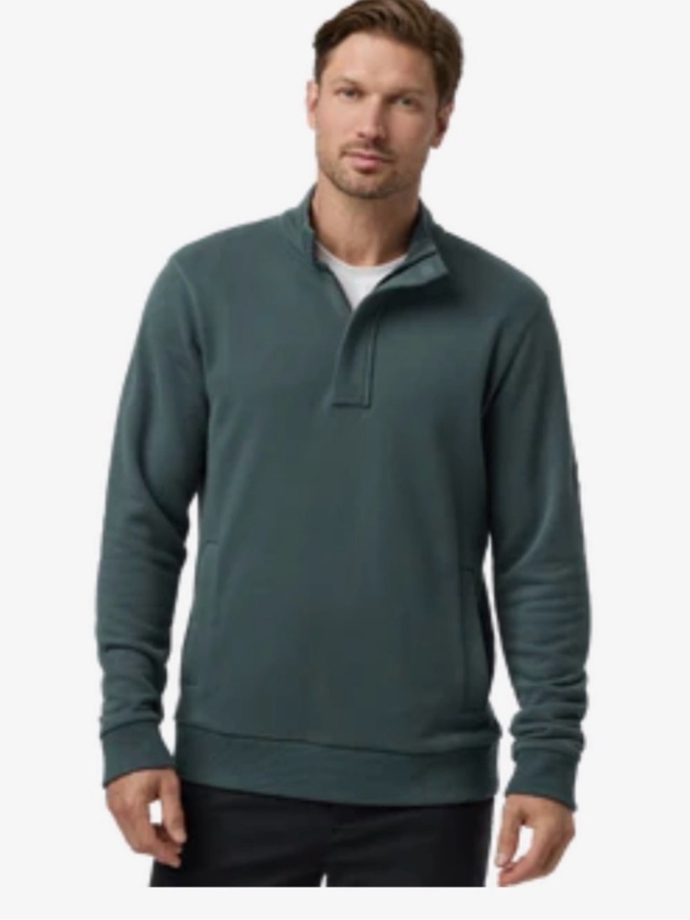 Vuori Men's Beryl Green Quarter-Zip Sweatshirt